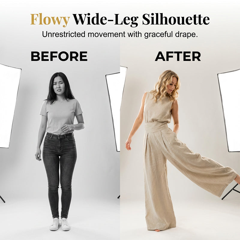 👗 LIMITED-TIME 49% OFF! ✨ Top & Wide-Leg Pant 2-Piece Set – Mock Neck, Cinched Waist, Featherlight 🌿