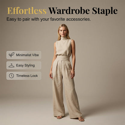 👗 LIMITED-TIME 49% OFF! ✨ Top & Wide-Leg Pant 2-Piece Set – Mock Neck, Cinched Waist, Featherlight 🌿