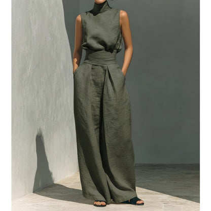 👗 LIMITED-TIME 49% OFF! ✨ Top & Wide-Leg Pant 2-Piece Set – Mock Neck, Cinched Waist, Featherlight 🌿