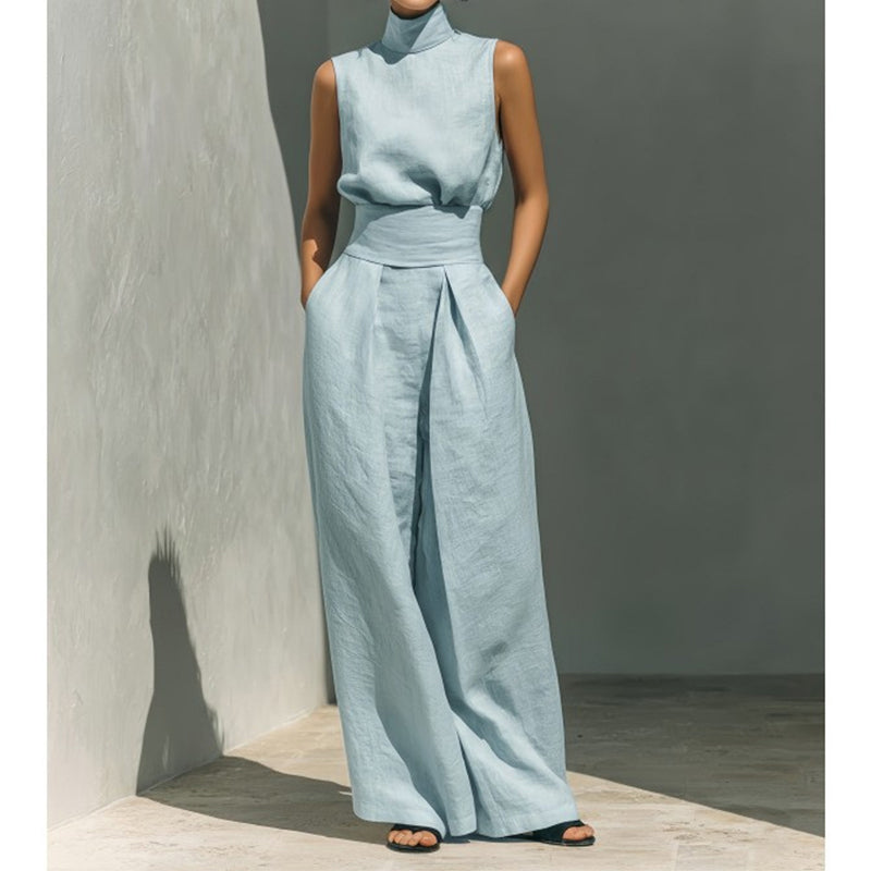 👗 LIMITED-TIME 49% OFF! ✨ Top & Wide-Leg Pant 2-Piece Set – Mock Neck, Cinched Waist, Featherlight 🌿