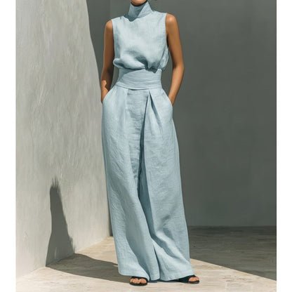 👗 LIMITED-TIME 49% OFF! ✨ Top & Wide-Leg Pant 2-Piece Set – Mock Neck, Cinched Waist, Featherlight 🌿