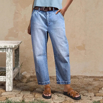 👖  Women's Cropped Barrel Jeans – High Waisted, Wide Leg, Vintage ✨