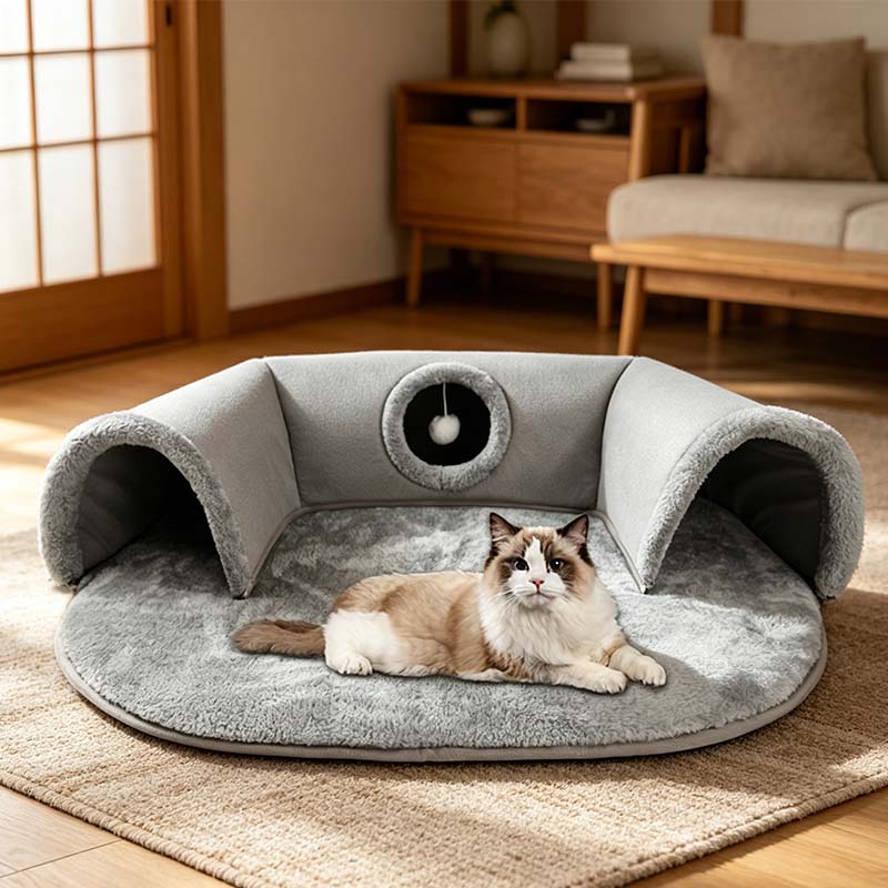 🐱Plush 2-in-1 Cat Tunnel Bed