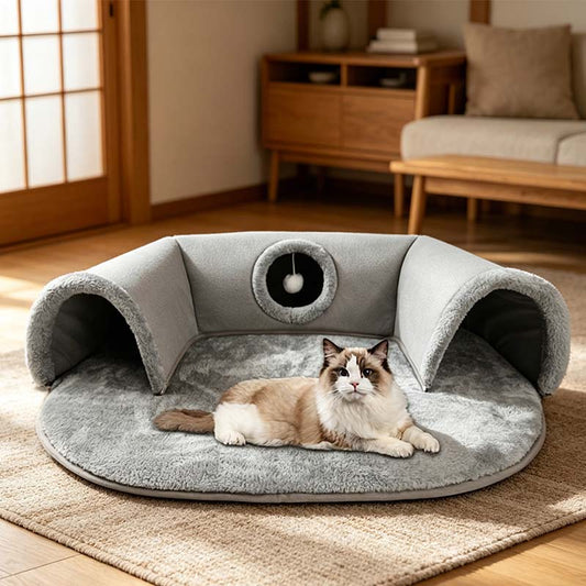 🐱Plush 2-in-1 Cat Tunnel Bed
