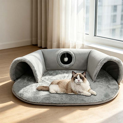 🐱Plush 2-in-1 Cat Tunnel Bed