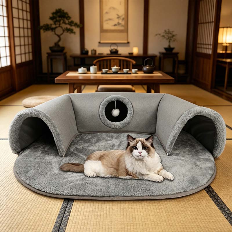 🐱Plush 2-in-1 Cat Tunnel Bed
