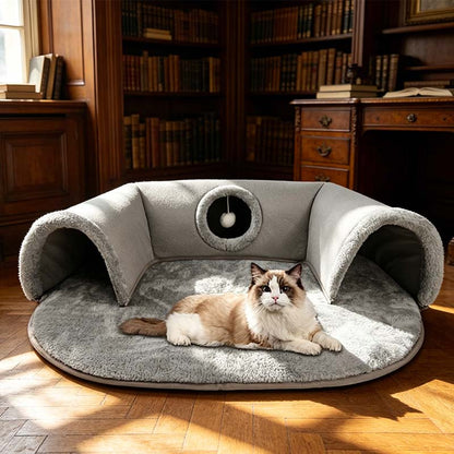 🐱Plush 2-in-1 Cat Tunnel Bed