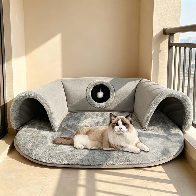 🐱Plush 2-in-1 Cat Tunnel Bed