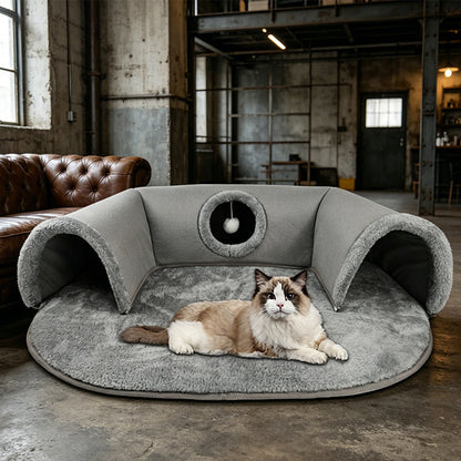 🐱Plush 2-in-1 Cat Tunnel Bed