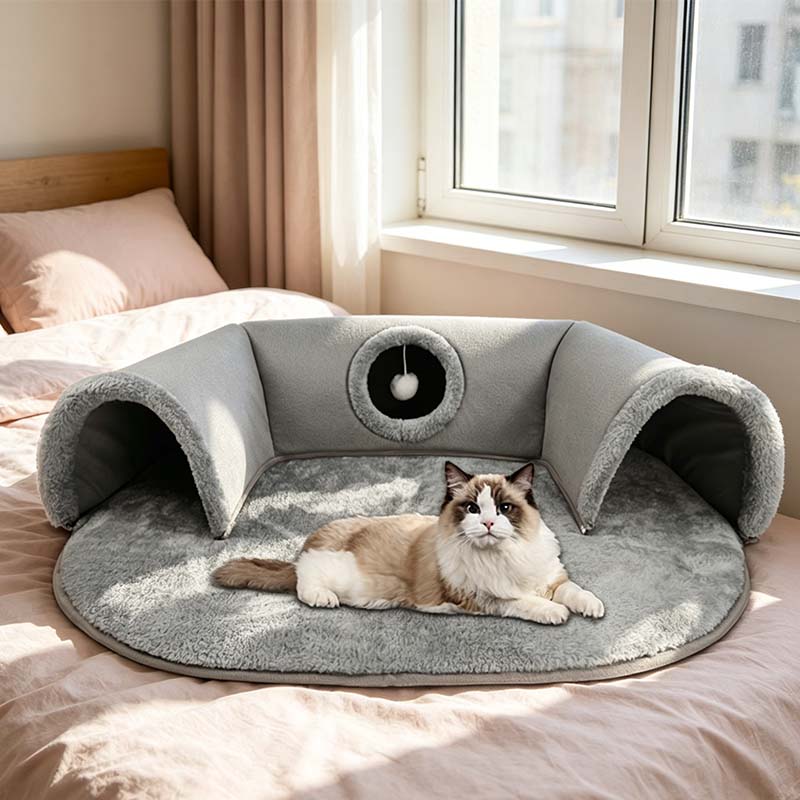 🐱Plush 2-in-1 Cat Tunnel Bed