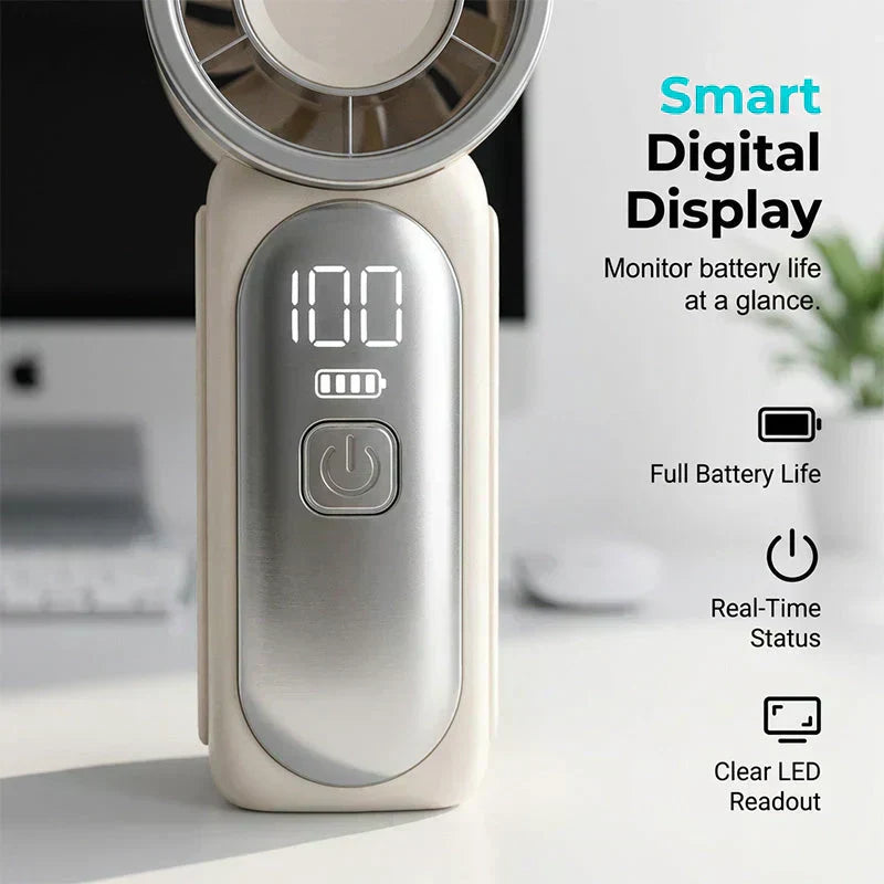 ✨Turbo Handheld Fan – LED Display, 6 Speeds, 3000mAh🔋