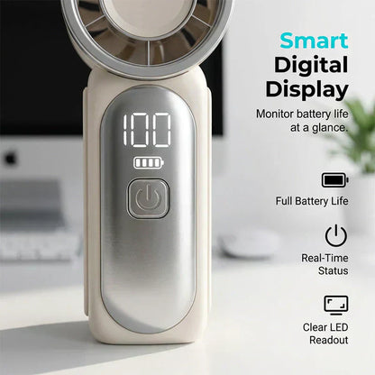 ✨Turbo Handheld Fan – LED Display, 6 Speeds, 3000mAh🔋