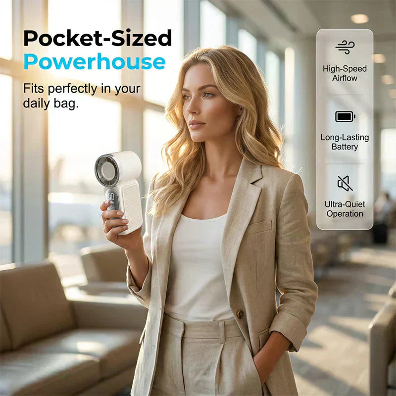 ✨Turbo Handheld Fan – LED Display, 6 Speeds, 3000mAh🔋