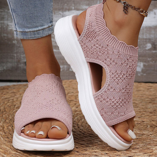Women's Breathable Knit Platform Sandals