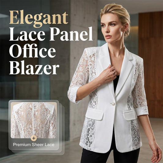 ✨ White Lace Blazer – Slim Fit, 3/4 Sleeve, Elegant Transition 👑