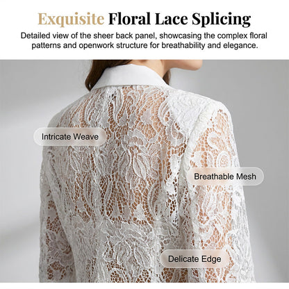 ✨ White Lace Blazer – Slim Fit, 3/4 Sleeve, Elegant Transition 👑