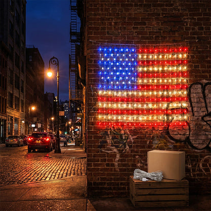 ❤️LIMITED-TIME 49% OFF! ✨ Patriotic Flag Net Lights – USB, Waterproof, 50,000-Hour ✨