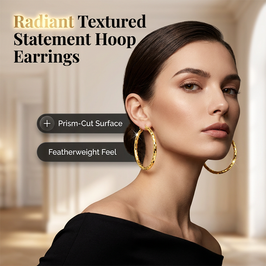 🎉 BUY 1 GET 1 FREE 🎁 Women's Minimalist Textured Hoop Earrings – Diamond-Cut, Snap Closure, Everyday Glow ✨