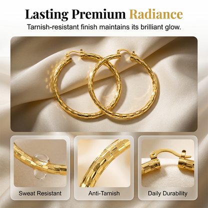 🎉 BUY 1 GET 1 FREE 🎁 Women's Minimalist Textured Hoop Earrings – Diamond-Cut, Snap Closure, Everyday Glow ✨