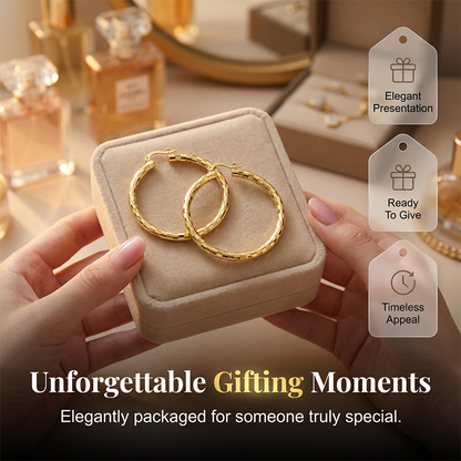 🎉 BUY 1 GET 1 FREE 🎁 Women's Minimalist Textured Hoop Earrings – Diamond-Cut, Snap Closure, Everyday Glow ✨