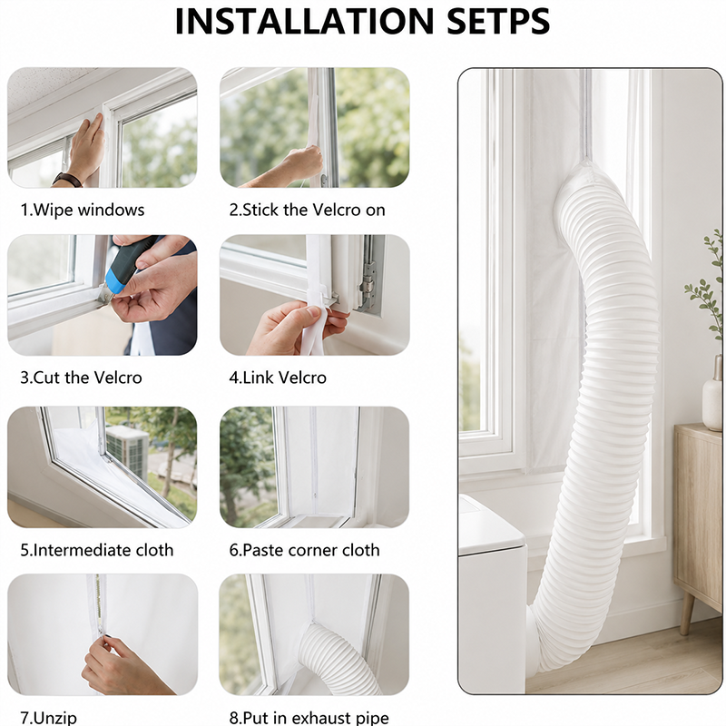 🪟 Universal AC Window Seal Kit with 2 Zipper Doors