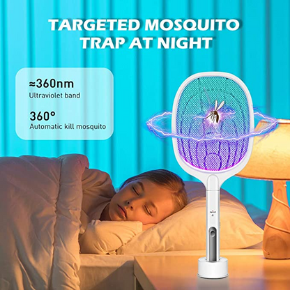 🔦 2-in-1 Mosquito Swatter | ·3000V High Voltage· Hands-Free Stand | Home/Kitchen/Patio/Camping