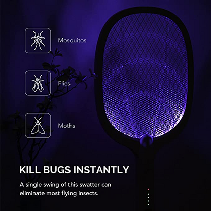 🔦 2-in-1 Mosquito Swatter | ·3000V High Voltage· Hands-Free Stand | Home/Kitchen/Patio/Camping