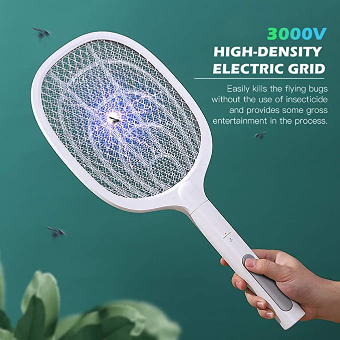 🔦 2-in-1 Mosquito Swatter | ·3000V High Voltage· Hands-Free Stand | Home/Kitchen/Patio/Camping