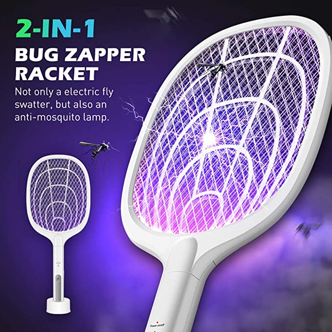 🔦 2-in-1 Mosquito Swatter | ·3000V High Voltage· Hands-Free Stand | Home/Kitchen/Patio/Camping