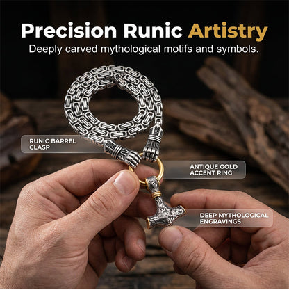 Dailyardpromax™ Viking Thor Hammer Pendant Necklace – Stainless Steel Byzantine Chain
