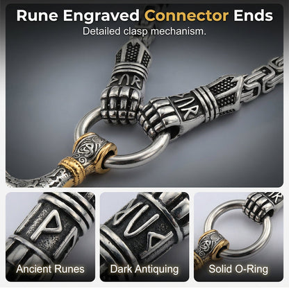 Dailyardpromax™ Viking Thor Hammer Pendant Necklace – Stainless Steel Byzantine Chain