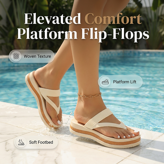 📢📢40% OFF !! ⏰Women's Woven Strap Platform Flip-Flops