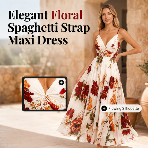 💃 New Arrivals 49% OFF💥Women's Printed Spaghetti Strap Maxi Dress – Designed to flatter with a V-neckline, adjustable thin straps & a flowing A-line silhouette. A timeless, feminine piece for warm-weather occasions 🌿