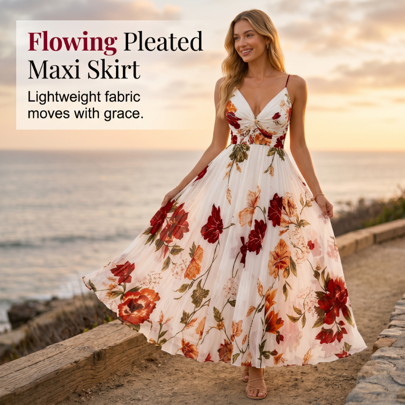 💃 New Arrivals 49% OFF💥Women's Printed Spaghetti Strap Maxi Dress – Designed to flatter with a V-neckline, adjustable thin straps & a flowing A-line silhouette. A timeless, feminine piece for warm-weather occasions 🌿