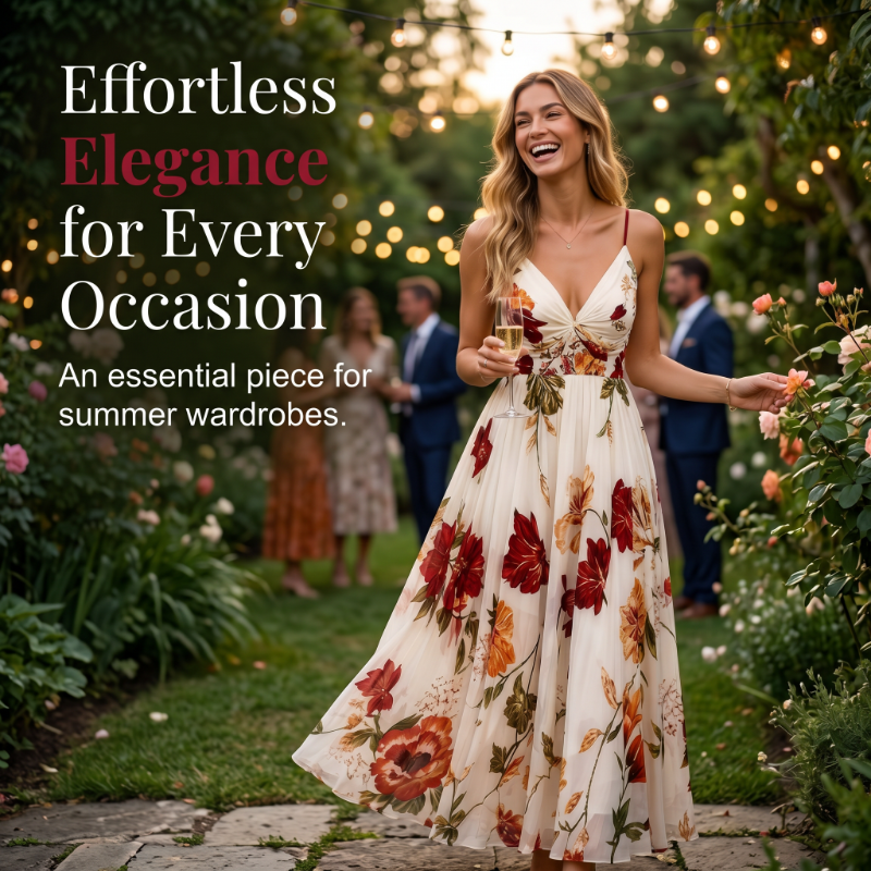 💃 New Arrivals 49% OFF💥Women's Printed Spaghetti Strap Maxi Dress – Designed to flatter with a V-neckline, adjustable thin straps & a flowing A-line silhouette. A timeless, feminine piece for warm-weather occasions 🌿