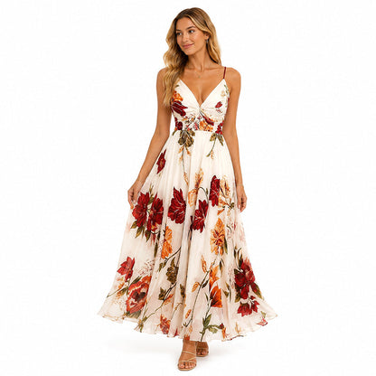 💃 New Arrivals 49% OFF💥Women's Printed Spaghetti Strap Maxi Dress – Designed to flatter with a V-neckline, adjustable thin straps & a flowing A-line silhouette. A timeless, feminine piece for warm-weather occasions 🌿