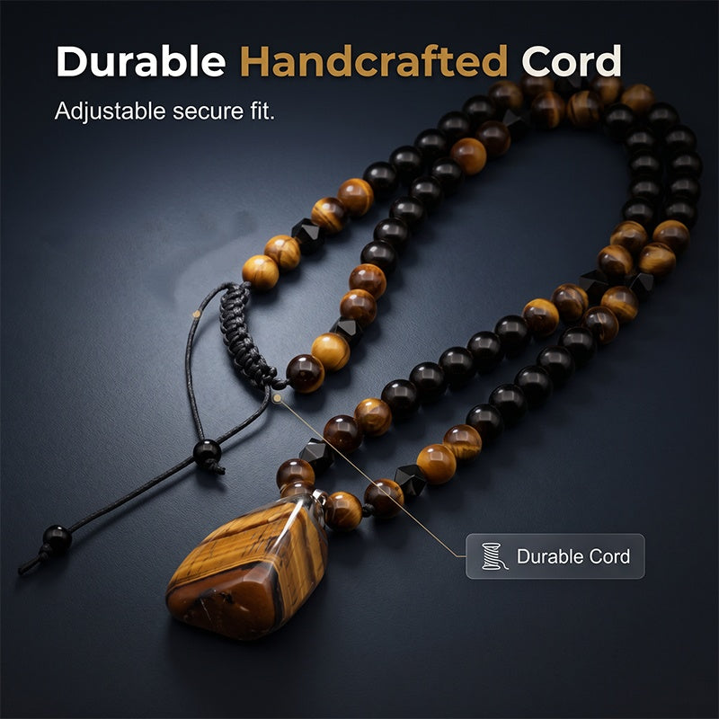 🔥40% OFF NOW🦁Men's Natural Tiger's‑Eye Beaded Necklace‑Stylish Energy Healing Stone Jewelry for Daily & Gift‑Giving