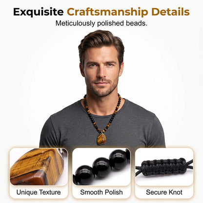 🔥40% OFF NOW🦁Men's Natural Tiger's‑Eye Beaded Necklace‑Stylish Energy Healing Stone Jewelry for Daily & Gift‑Giving