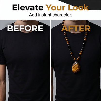 🔥40% OFF NOW🦁Men's Natural Tiger's‑Eye Beaded Necklace‑Stylish Energy Healing Stone Jewelry for Daily & Gift‑Giving