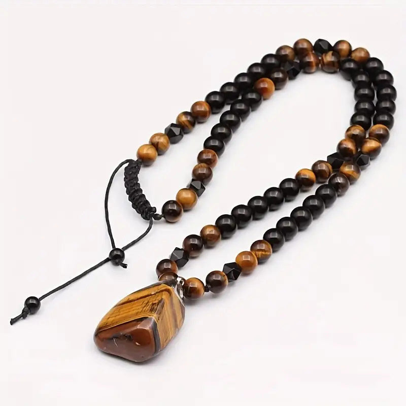 🔥40% OFF NOW🦁Men's Natural Tiger's‑Eye Beaded Necklace‑Stylish Energy Healing Stone Jewelry for Daily & Gift‑Giving