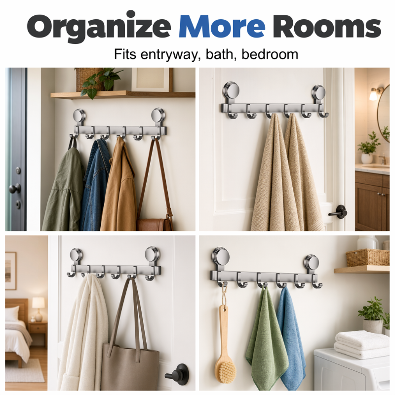 📢📢50% OFF !! ⏰Suction Cup Over Door Hook Rack
