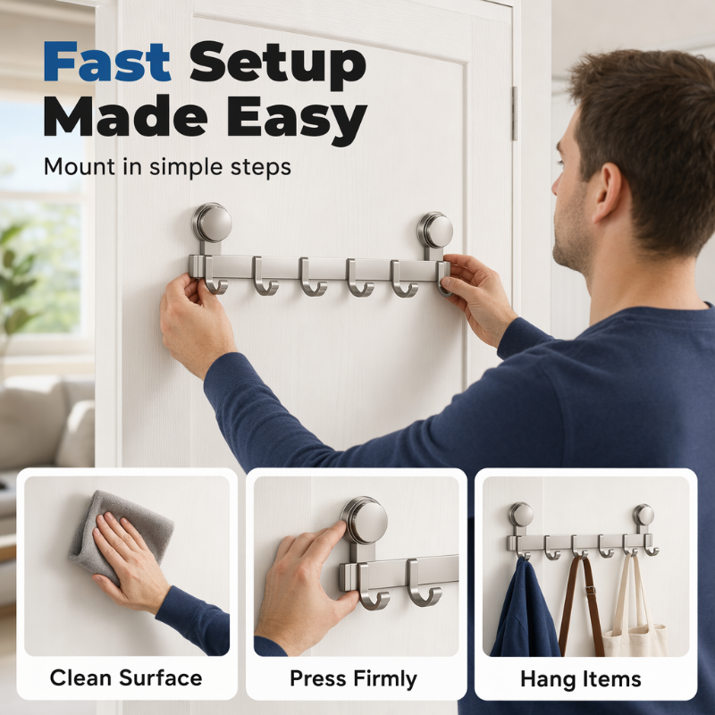 📢📢50% OFF !! ⏰Suction Cup Over Door Hook Rack