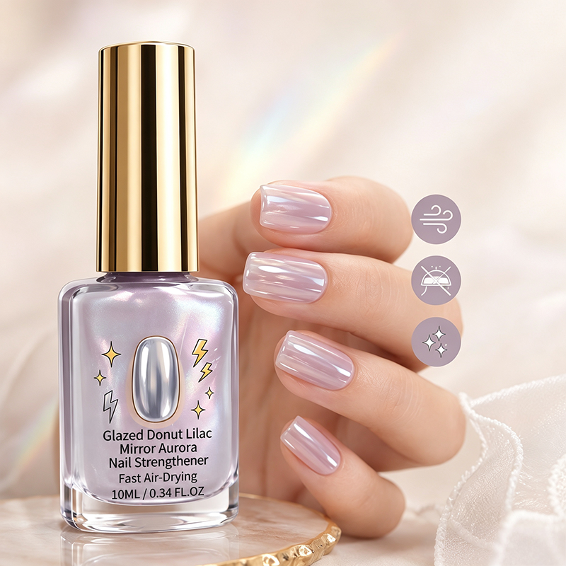 📢📢LIMITED TIME: Buy 1 Get 1 Free!!! ⏰Lilac Glossy Mirror Nail Strengthener