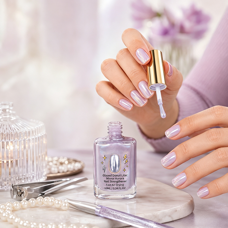📢📢LIMITED TIME: Buy 1 Get 1 Free!!! ⏰Lilac Glossy Mirror Nail Strengthener