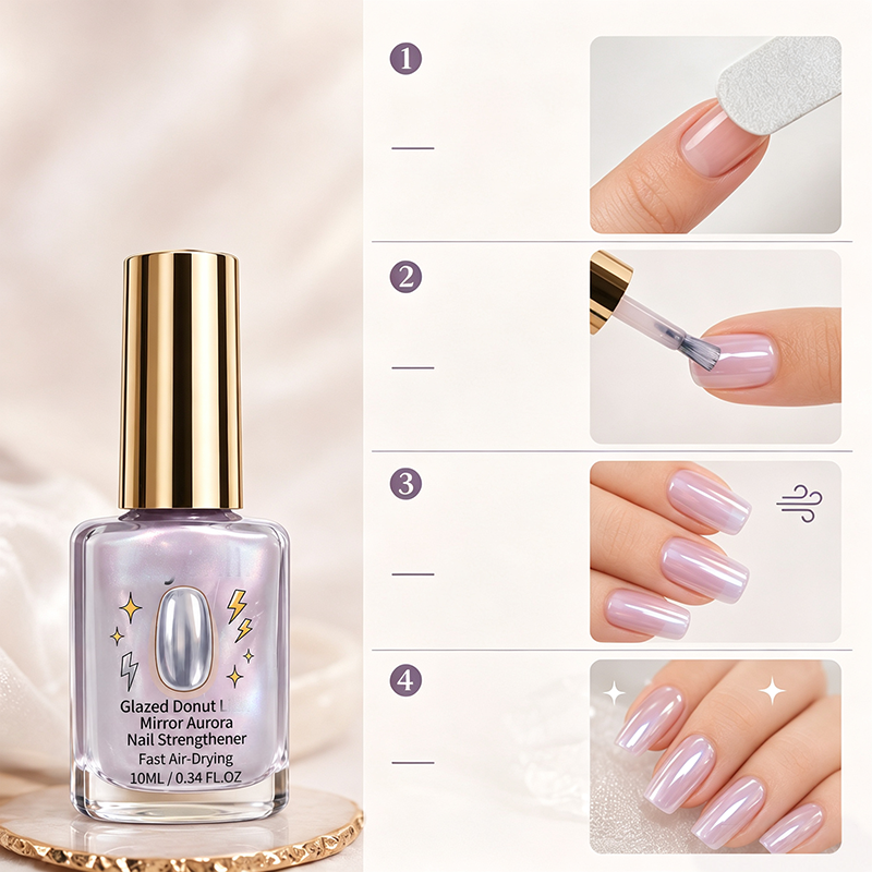 📢📢LIMITED TIME: Buy 1 Get 1 Free!!! ⏰Lilac Glossy Mirror Nail Strengthener