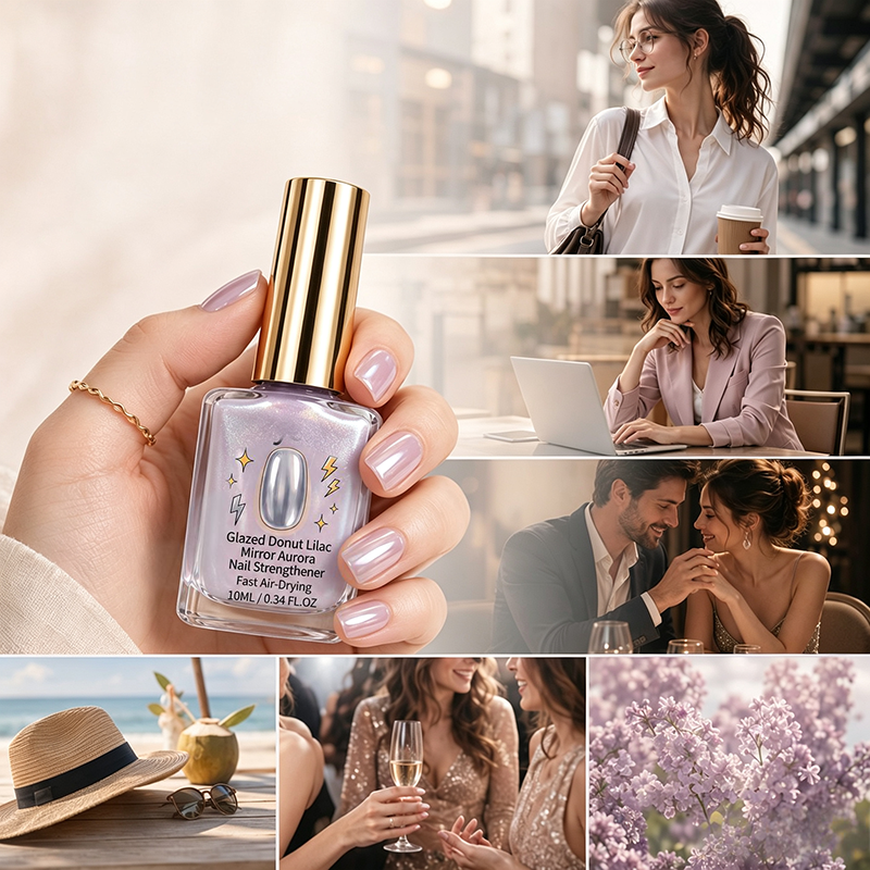 📢📢LIMITED TIME: Buy 1 Get 1 Free!!! ⏰Lilac Glossy Mirror Nail Strengthener