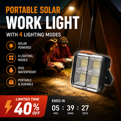 🔥🎁Hot Sale 50% OFF💡Portable Solar Work Light with 4 Lighting Modes